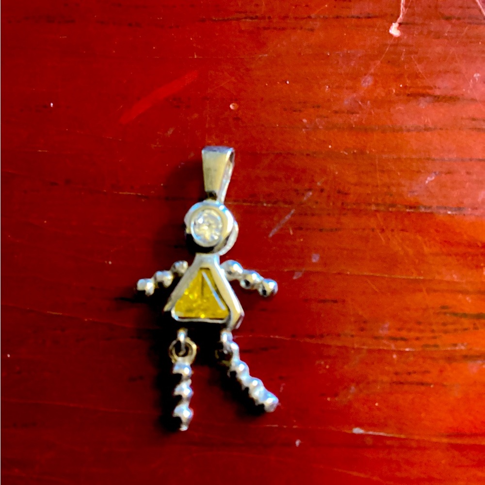 Little Girl Silver Charm with November Birthstone
